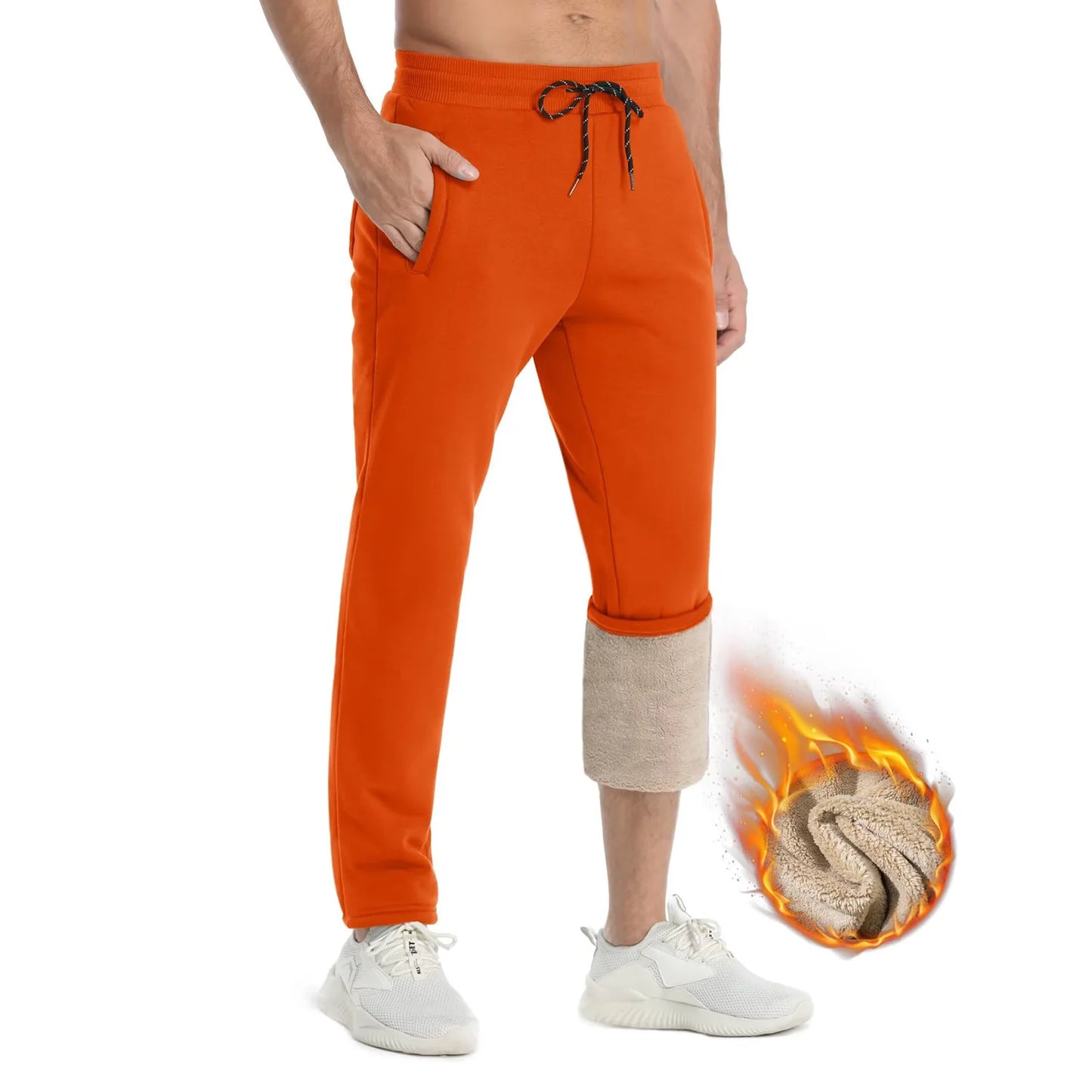 TACVASEN Winter Fleece Pants Mens Thicken Warm Thermal Trousers Drawstring Elastic Waist Jogging Pants Fitness Running Jogger