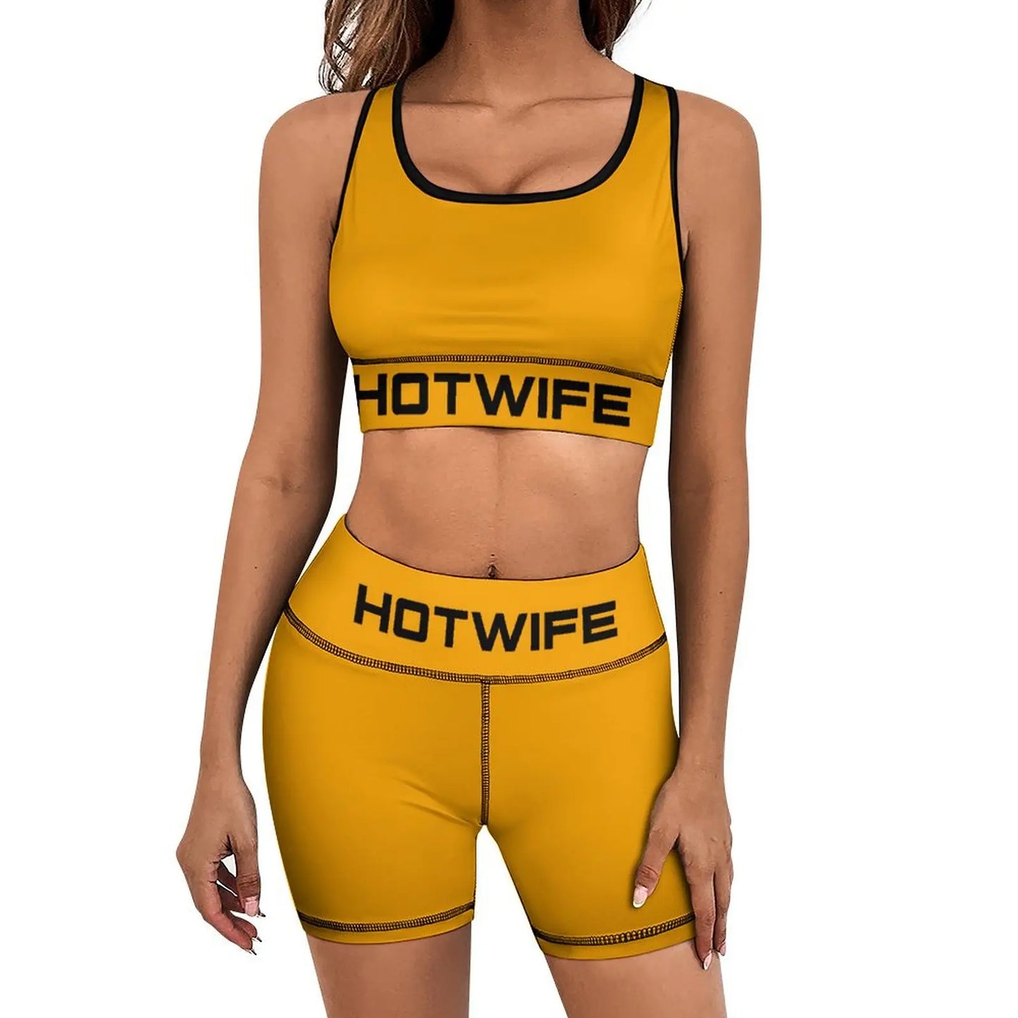 Hot Wife Pattern design Workout Outfits for Women 2 Piece Square Collar Sport Bra High Waist Yoga Leggings Sets