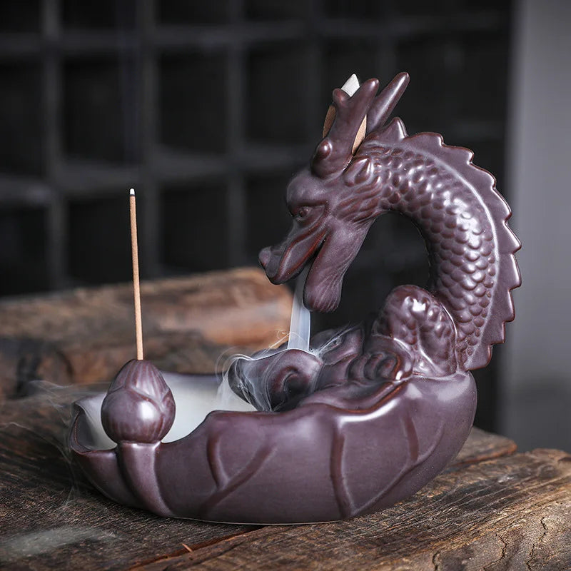 Dragon Backflow Incense Burner Big Size Sandalwood Incense Sticks Holder Ceramics Home Decor Ornaments