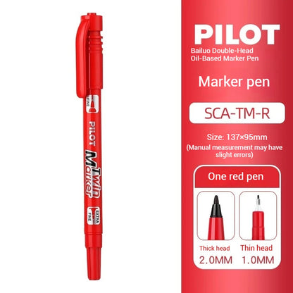 Pilot SCA-TM Dual-Tip Marker,Water-Based Vibrant Quick-Drying Twin-Tip Permanent Ink Pens for Journaling,Scrapbooking&DIY Crafts