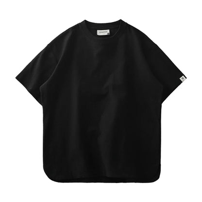 Dukeen Men Short Sleeved T Shirt Summer Loose 300Gsm Cotton Casual Sports Solid Color Round Neck White Tops