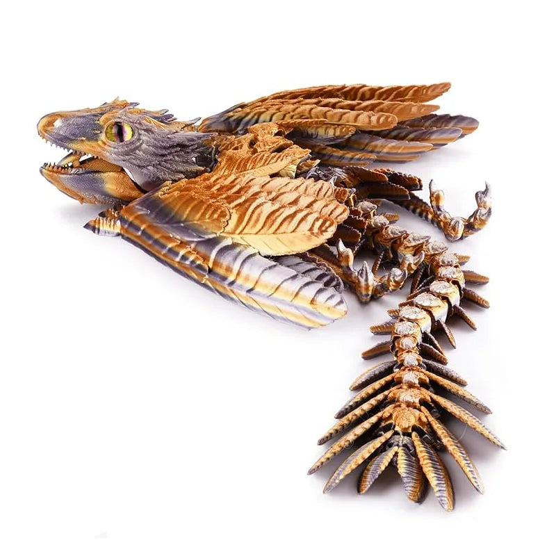 3D Printed Feather Dragon With Bird Wings Creative Flying Dragon Figurine Decorative Toy For Home Office Desktop Decoration Gift