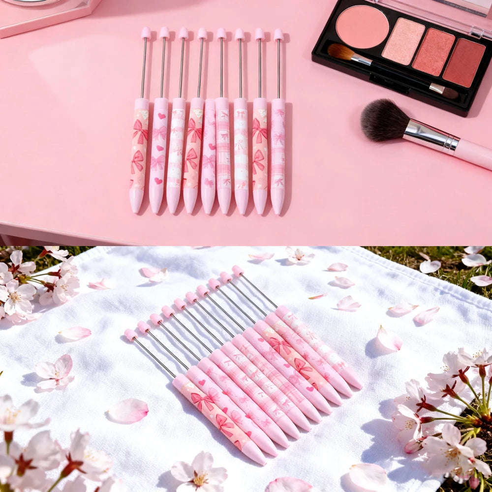 40Pcs Bowknot Pink Color Scheme | DIY Bead Ballpoint Pen for Crafting, Journaling & Party Favors