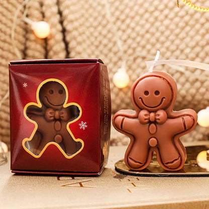 Bow Fat Round Gingerbread Man Silicone Soywax Candle Mold Handmade Christmas Plaster Resin Mold DIY Winter Aromatherapy Souvenir