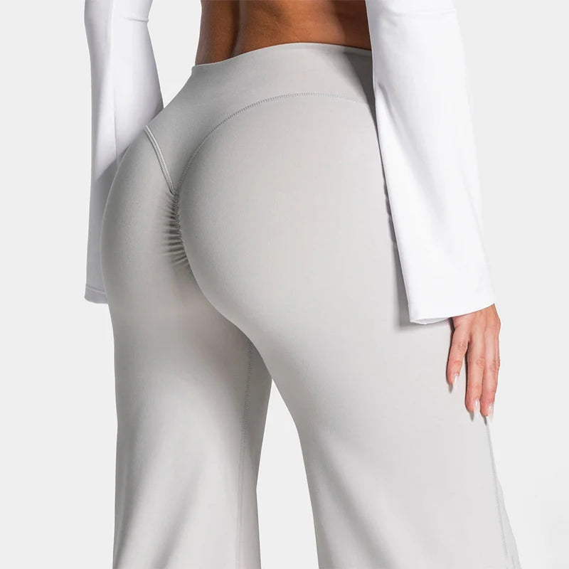 Charming Pro Scrunch Straight Leg Pants Butt Lifting Wide Leg Sweatpants Fitness Jogging Yoga Gym Push Up Women Baggy Leggings