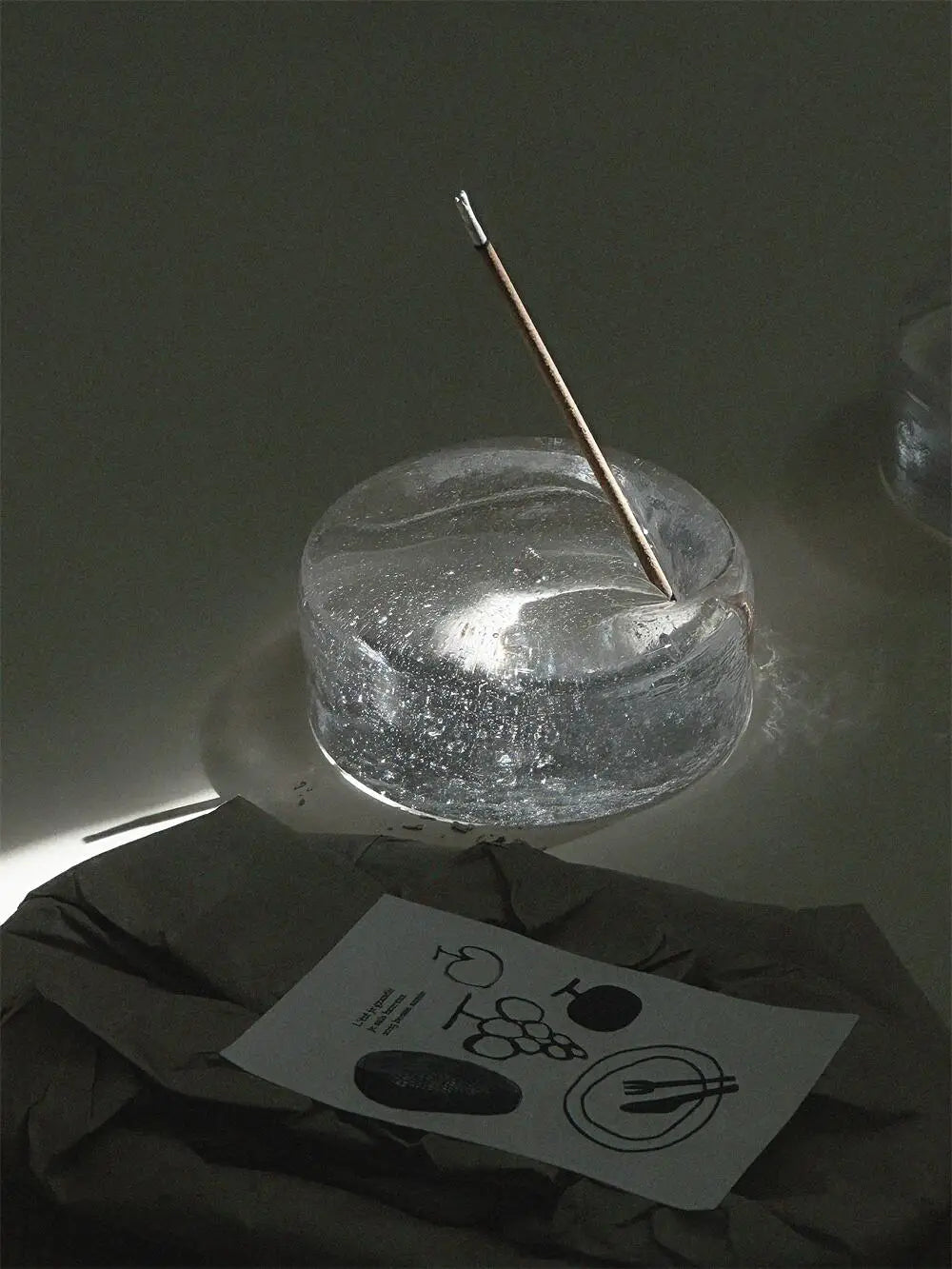 Handmade Air Bubble Glass Flat Line Fragrance Inserted Holder Aromatherapy Ornaments, Incense Sticks Tray Decorative Accessories