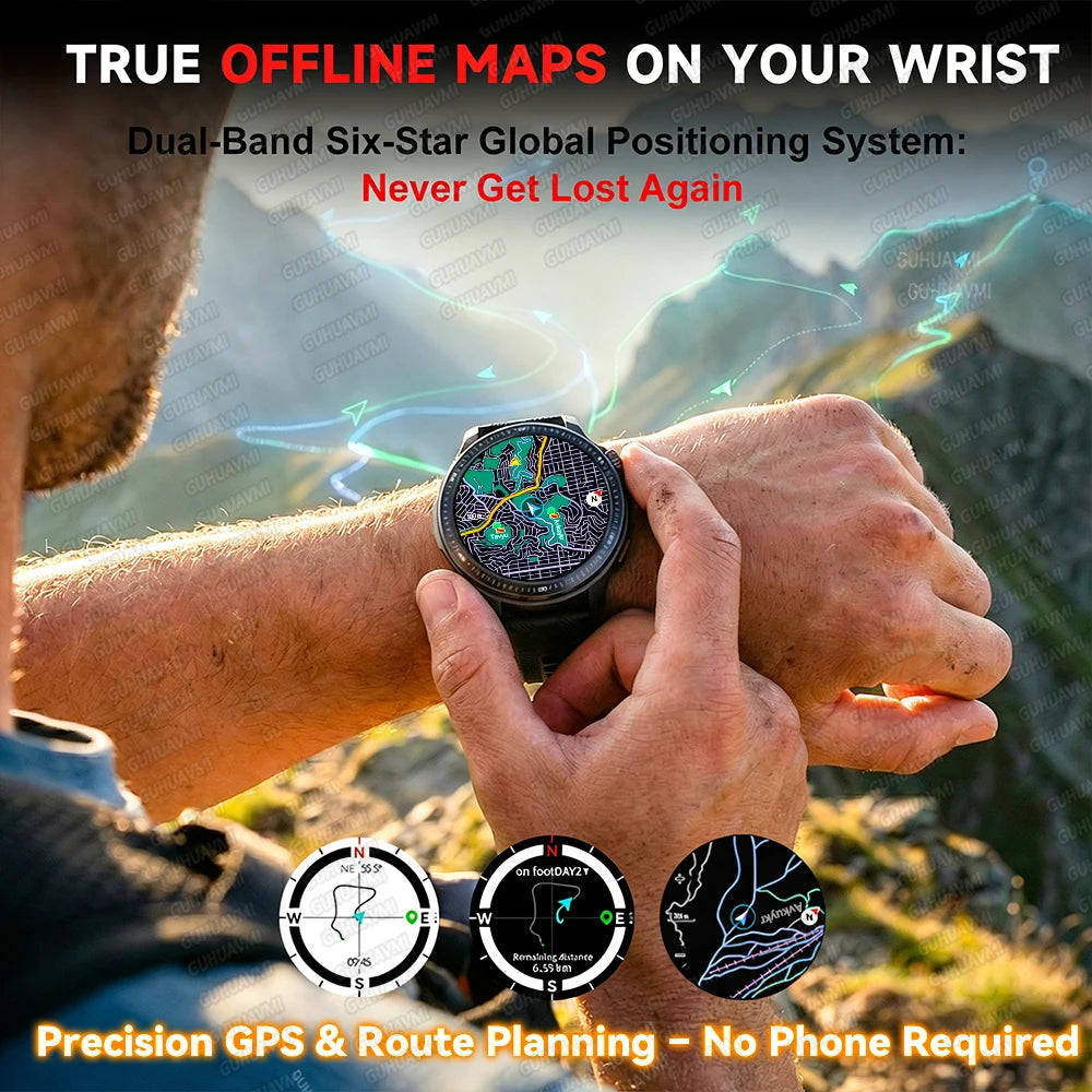 New Outdoor Adventure Tactical Smart Watch Built-in GPS Offline Map 4GB RAM Compass Altimeter Men Fitness Exercise Smart Bracele