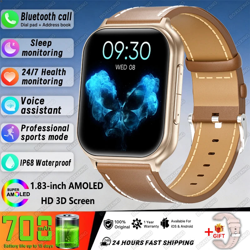 New BOXUXING Sports Smart Watch Men 700 mAh Battery Fitness Track IP68 Waterproof Heart Rate BT Call GPS Track Smartwatch Women