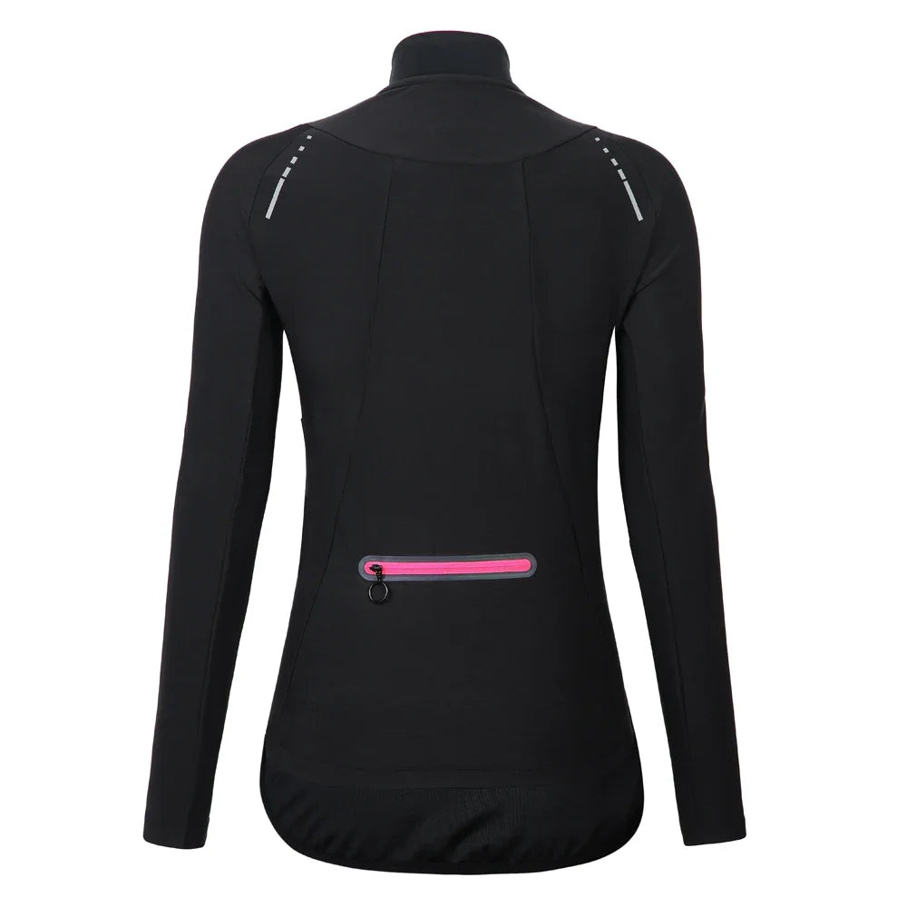 Santic Womens Fleece Bike Coat Winter Thermal Cycling Jackets Windproof Reflective Soft Shell MTB Bicycle Windbreaker Asian Size