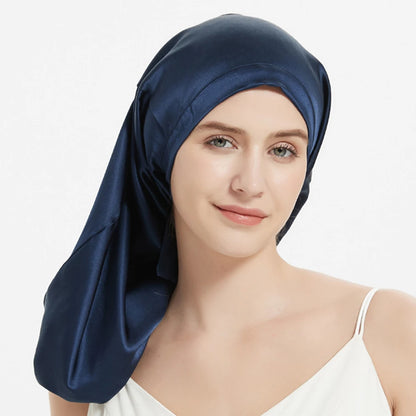 100% Mulberry Silk Sleeping Cap Long Hair Night Silk Sleep Bonnet Cover for Women for Hair Care 60*33CM