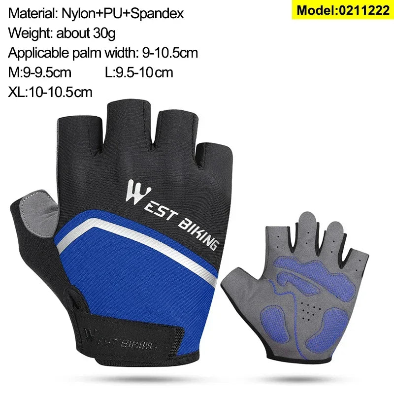WEST BIKING Mountain Road Bike Gloves Half Finger Summer Cycling Equipment Anti-slip Shock SBR Bicycle Fitness Fingerless Mitten