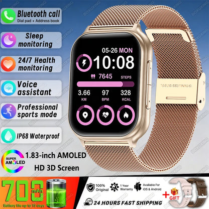 New BOXUXING Sports Smart Watch Men 700 mAh Battery Fitness Track IP68 Waterproof Heart Rate BT Call GPS Track Smartwatch Women