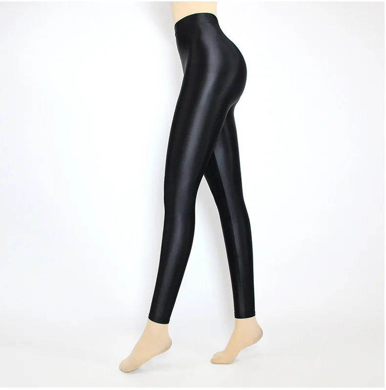 Plus Size Glossiness Pants Women Sexy Glossy Shiny Leggings High Waist Sport Fitness Yoga Pants Tights Leggings High Elastic