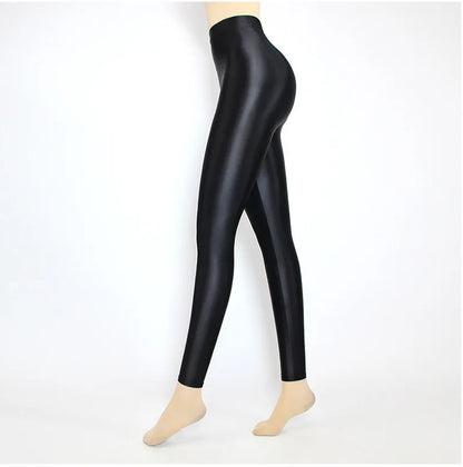 Plus Size Glossiness Pants Women Sexy Glossy Shiny Leggings High Waist Sport Fitness Yoga Pants Tights Leggings High Elastic
