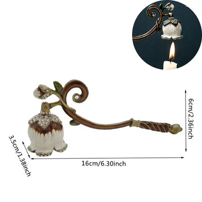 Luxury Scented Candle Care Accessory Metal Enamel Handle Flower Design DIY Aromatherapy Tools Candle Wick Snuffer Birthday Gifts