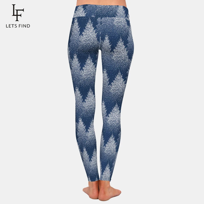LETSFIND Winter New High Wasit Women Legging 3D  Fir Trees and Pines in Snow Printing Fitness Stretch Sexy Girls Leggings