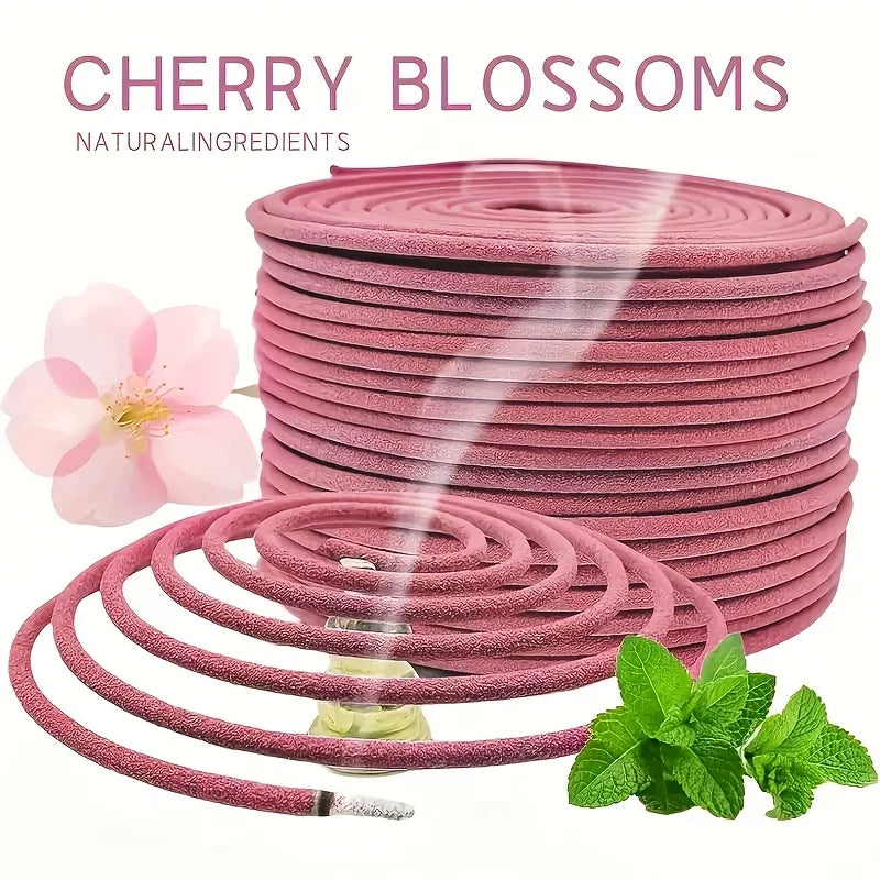 Sakura-Flavored High-Quality Classic Spiral Incense, 6.3cm Diameter Pure Handmade Incense, Traditional Craftsmanship, Natural and Rich Fragrance, Long-Lasting Scent, Portable Packaging, Convenient for Carrying, Suitable for H