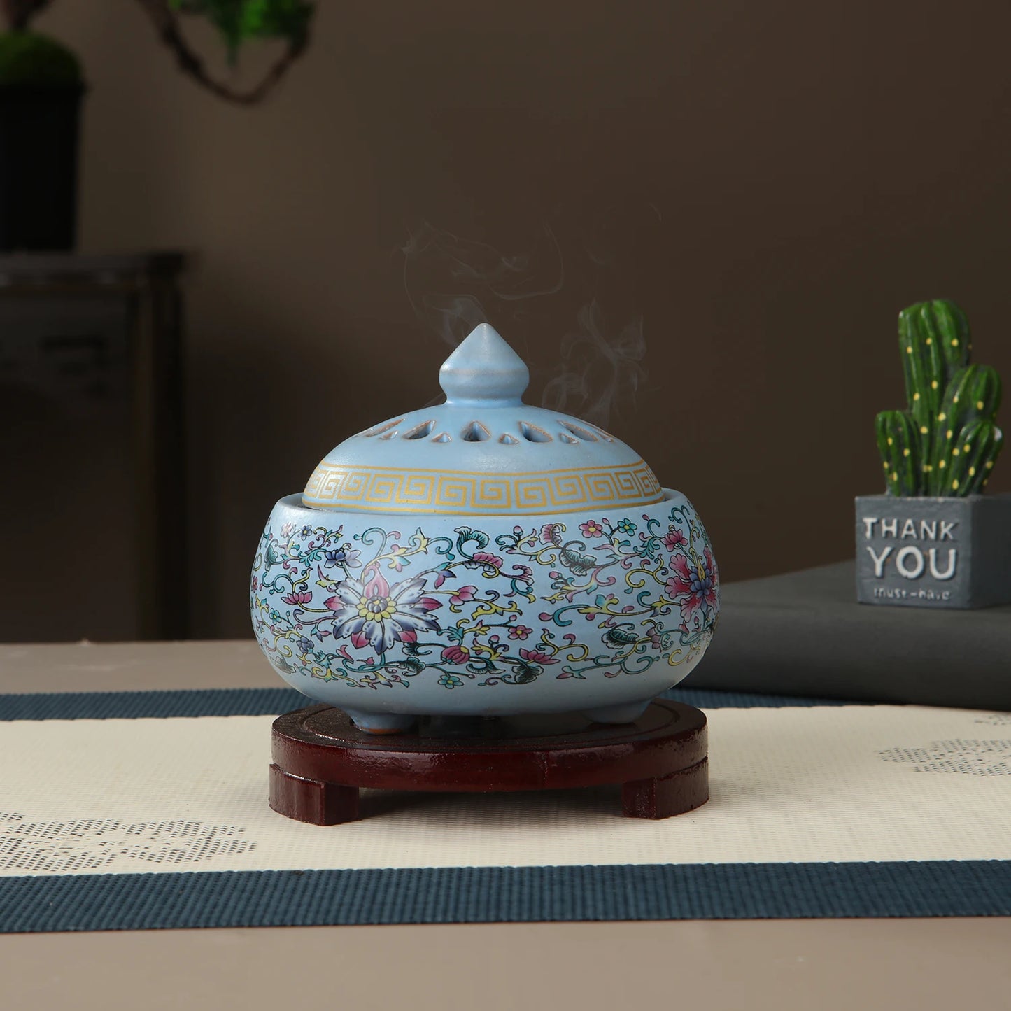 Electronic Incense Burner Ceramic Essential Oil Burner Timing Adjustable Temperature Wax Melter Warmer with USB Plug