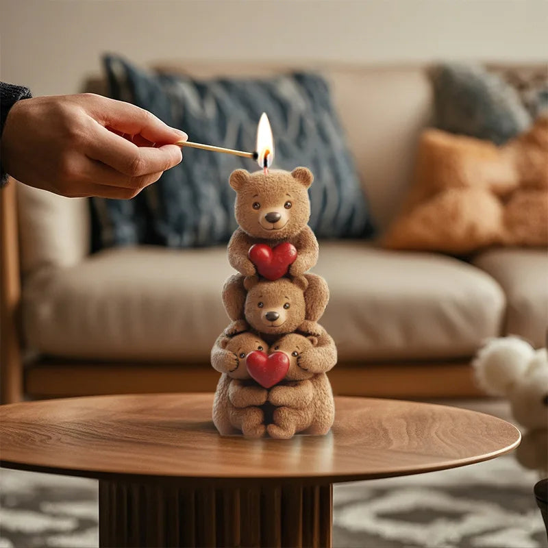 Candle Mold Stacked Bear Shape Aromatherapy Candle Silicone Mold DIY Ornament Handmade Gypsum Fragrance Stone Mold