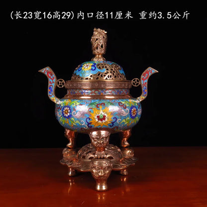 Incense burner household indoor living room copper body filigree enamel color pure copper incense burner accessories