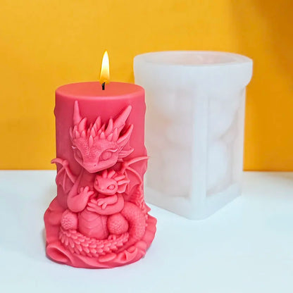 [Creative Handcrafts] Warm and Cozy Double Dragon Hug Candle Mold Parent-Child Theme Gift Decoration Making Aromatherapy Silicone Tool Easy to Demold and Reusable