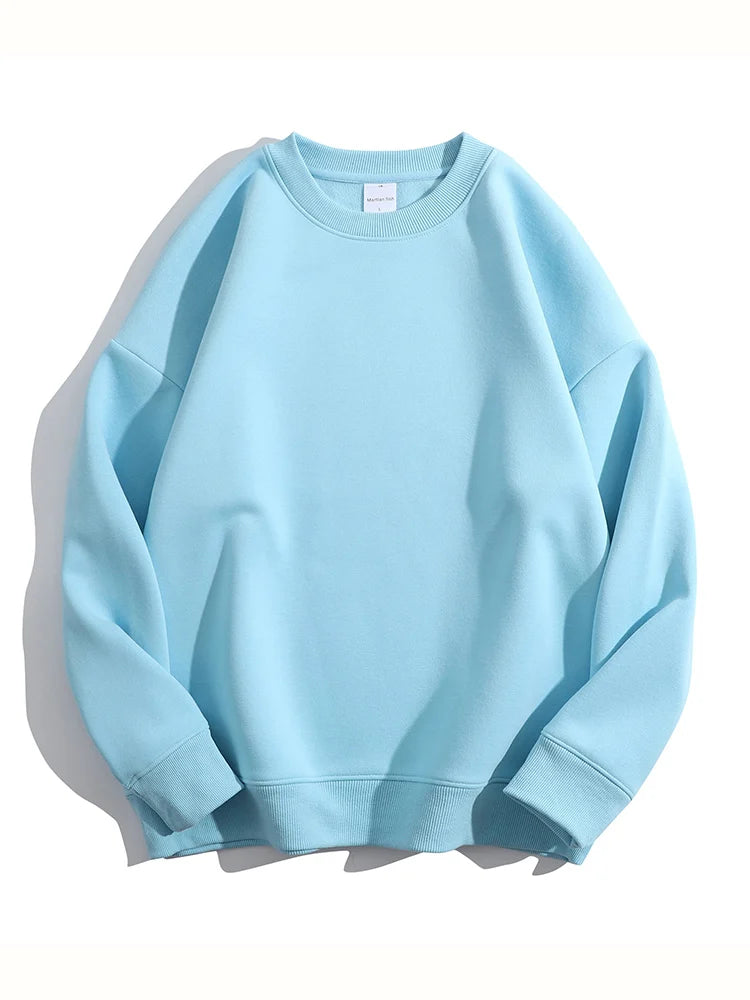 Soft Fleece Sweatshirt Women Sport Winter Clothes Warm Blue Round Neck Loose Pullovers Oversized Women Velvet Sweatshirt Black