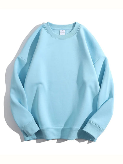 Soft Fleece Sweatshirt Women Sport Winter Clothes Warm Blue Round Neck Loose Pullovers Oversized Women Velvet Sweatshirt Black