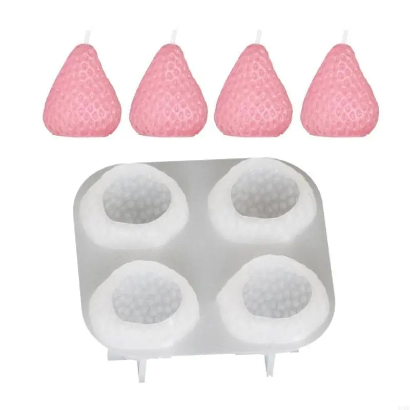 3D Strawberry Aromatherapy Candle Silicone Mold DIY Handmade Romantic Scented for Valentine's Day Party Home Decor Birthday Gift
