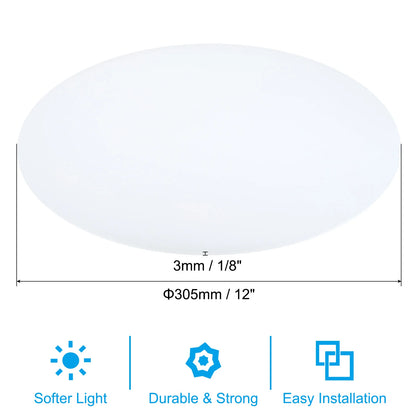 Lampshade Diffuser 190-406mm Dia. Round Frosted Milky White Acrylic Diffuser for Drum Lampshades Pendants Light DIY Light Shield