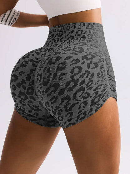 Women's Sexy Leopard Print Yoga Shorts Casual High Waist Skinny Fitness Sports Shorts Female Gym Runing Tights Super-short Pants
