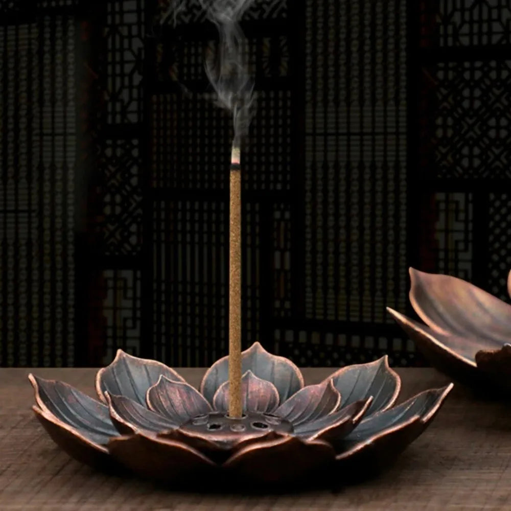 2-In-1 Porous Lotus Zen Line Incense Insertion Incense Holder Lotus Incense Burner for Sticks Plate Tray Retro Home Decorations