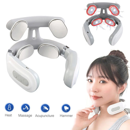 4-Head Cervical Massager Smart Neck & Shoulder Massager With Heat Relaxation USB Rechargeable Electric Neck Massager Unisex 2025