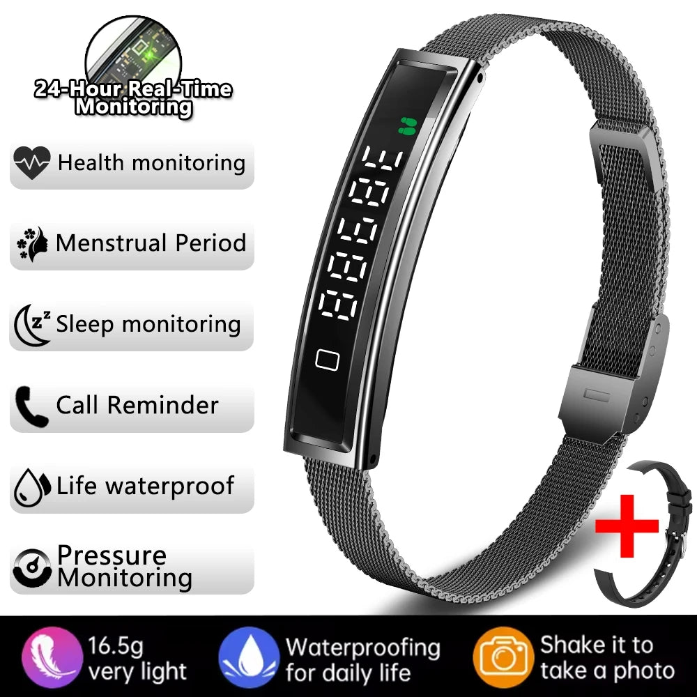 2026 New Fashion Women Smart Bracelet Multi-Sport Mode Fitness Tracker Heart Rate & Sleep Health Monitoring Smartwatch Men Women