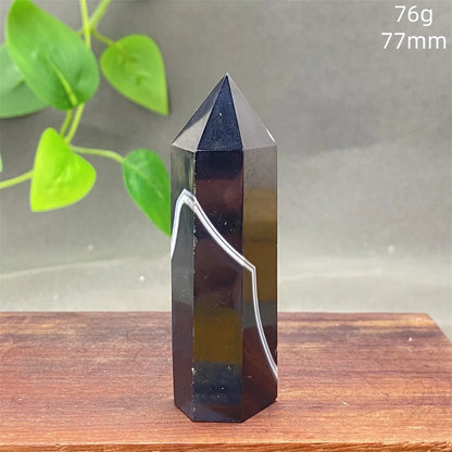 Black Agate Crystal Tower Natural Gem Obelisk Exquisite Home Decoration Ornament Rare Material for Relaxation And Energy