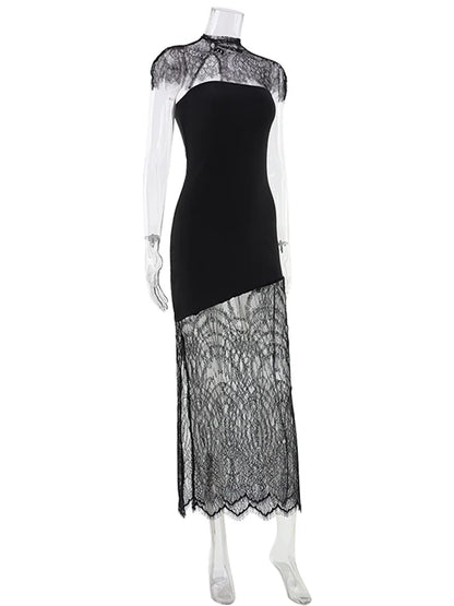 CNYISHE Halter Lace Patchwork Sleeveless Backless Party Sexy Club Outfits Women Dresses Sheath Fashion Fitness Female Bodycon