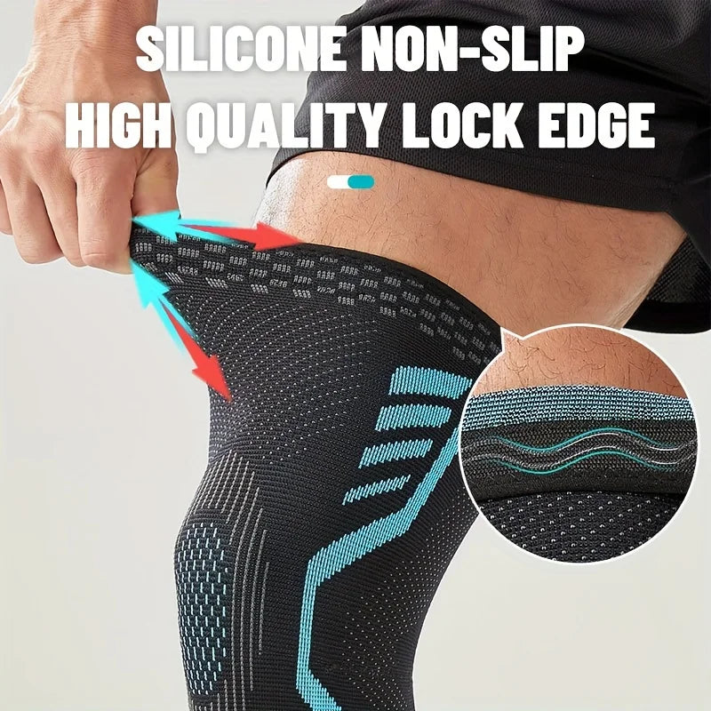 2pcs Professional Non Slip Nylon Sports Knee Support Sleeve High Elastic Compression for Basketball Cycling Running Gym Unisex