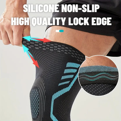 2pcs Professional Non Slip Nylon Sports Knee Support Sleeve High Elastic Compression for Basketball Cycling Running Gym Unisex