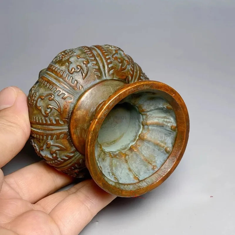Antique Bronze Eight Auspicious Incense Burner Household Tea Ceremony Table Ornament Coil Incense Base Burn Aromatherapy Stove