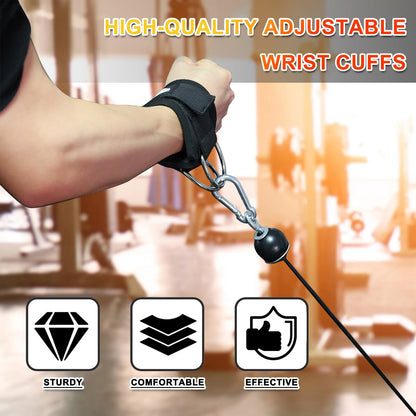 Adjustable Wrist Cuffs Straps with Dual D-Rings for Cable Machine Workouts, Lateral Raises, Arm Strength Training Fitness