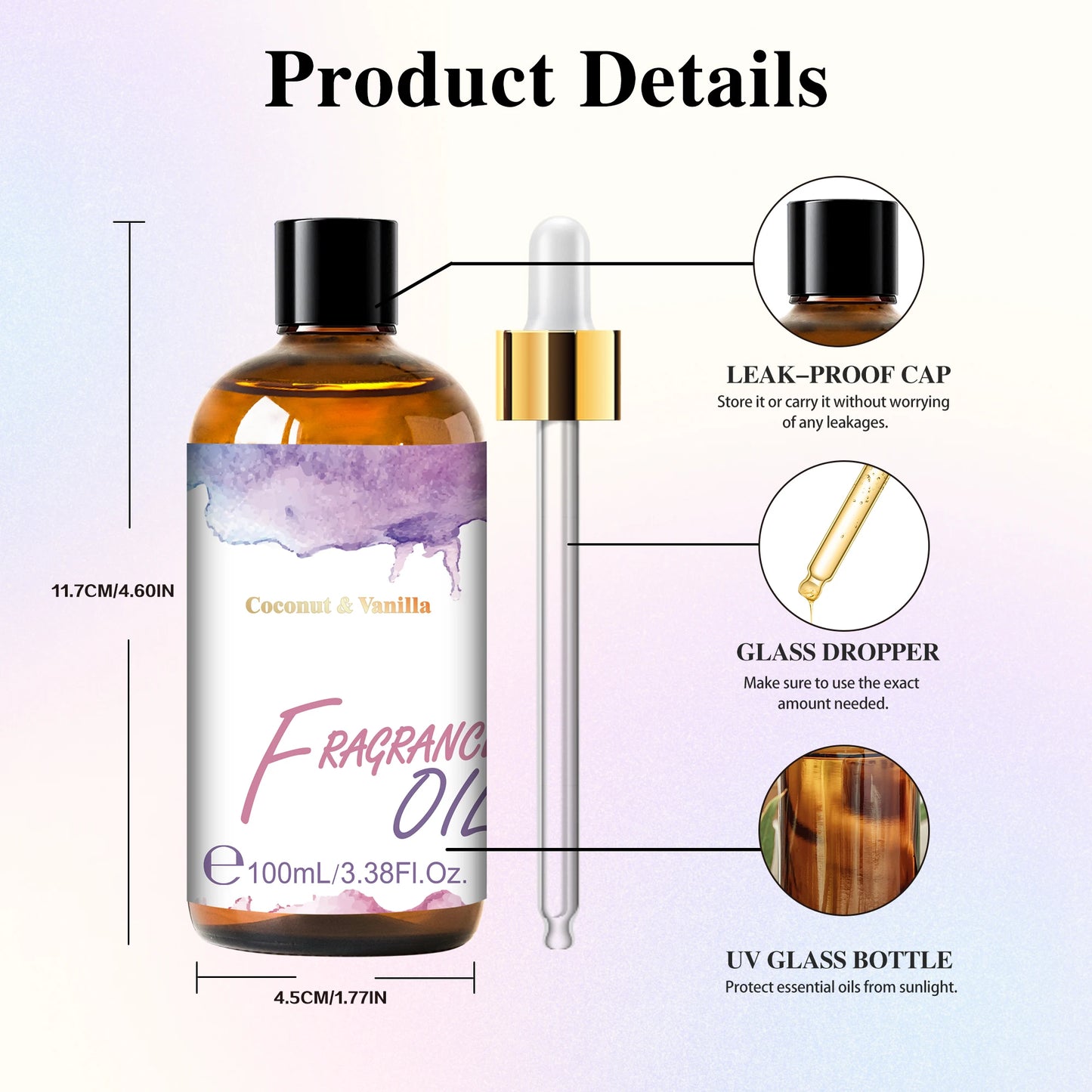100ml Coconut & Vanilla Fragrance Oil for Humidifier Diffuser White Musk Bubble Gum Black Orchid Essential Oil for Candle Making