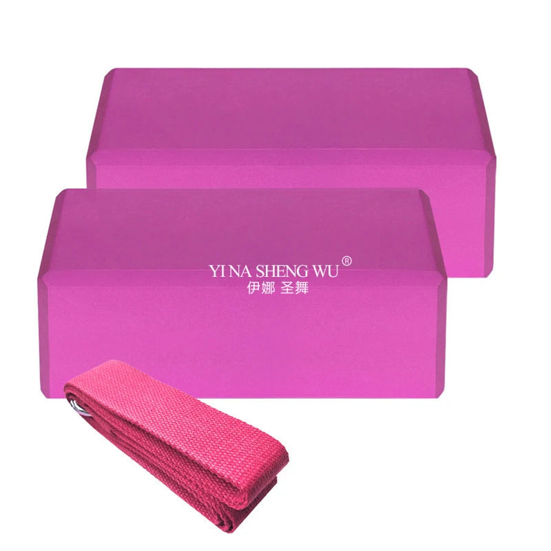 2pcs EVA Yoga Blocks 1pcs Cotton Yoga Strap Stability Blocks Yoga Strap Set for Yoga Pilates Meditation