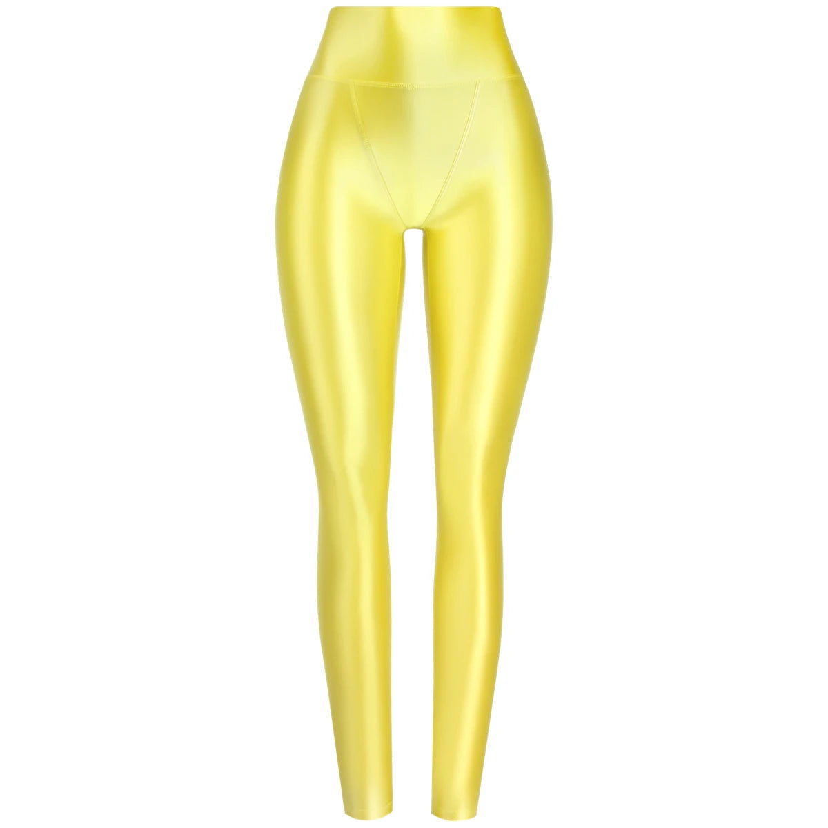 MJINM Sexy Glitter Soft Smooth High Waist Double-layered Small V-crotch Ankle-length Pants Yoga Fitness Gymnastic Tight Leggings