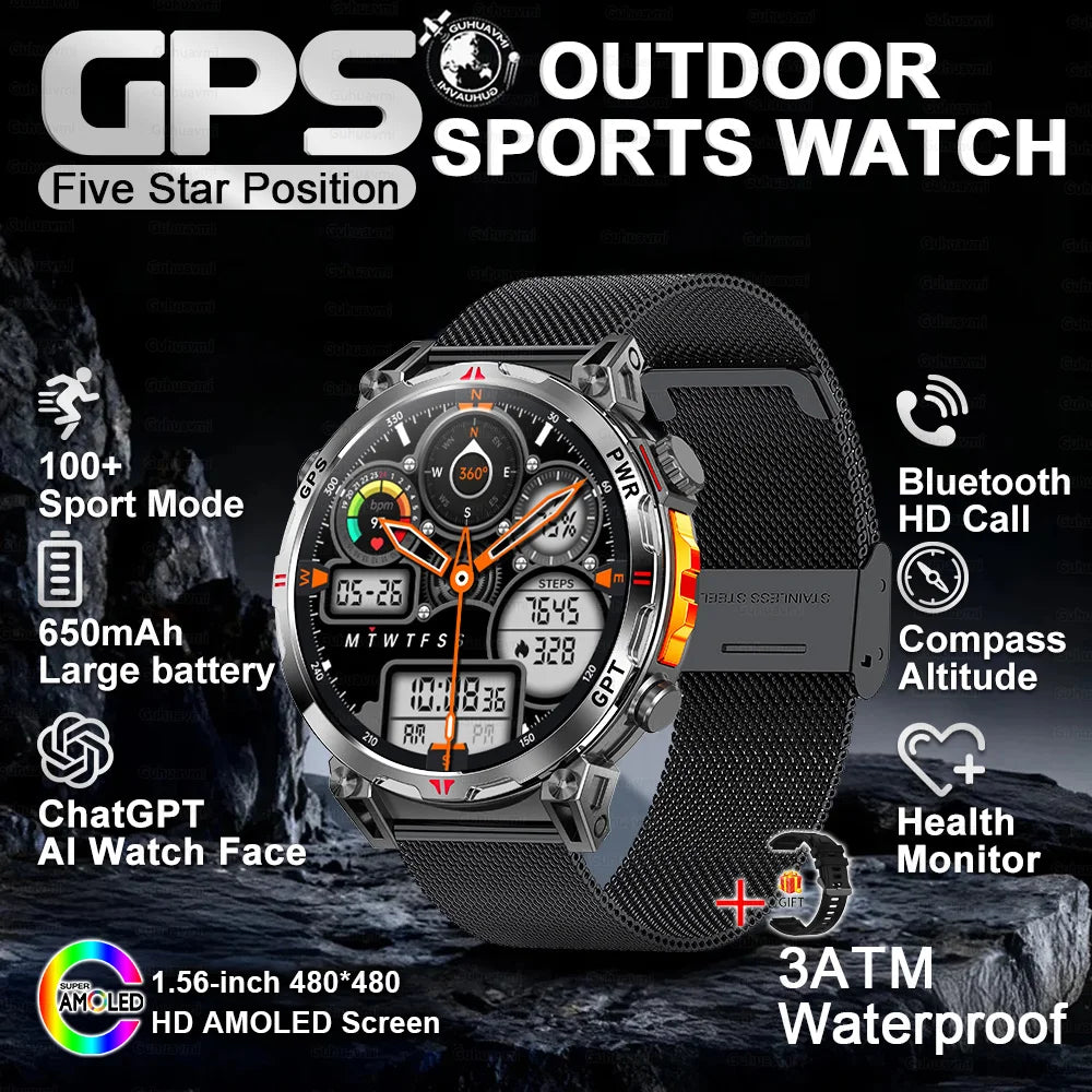 2026 New Ultra 650mAh Battery Smart Watch Built in GPS Compass 10ATM Waterproof Sports tracker Outdoors Military Smartwatches