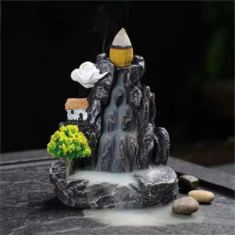 Backflow Incense Burner Mountain River Waterfall Aroma Smoke Zen Censer Holder Home Decor Fun Gift