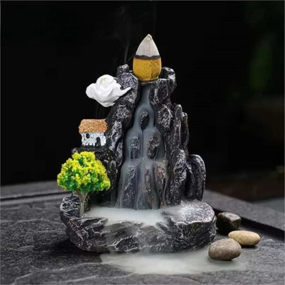 Backflow Incense Burner Mountain River Waterfall Aroma Smoke Zen Censer Holder Home Decor Fun Gift