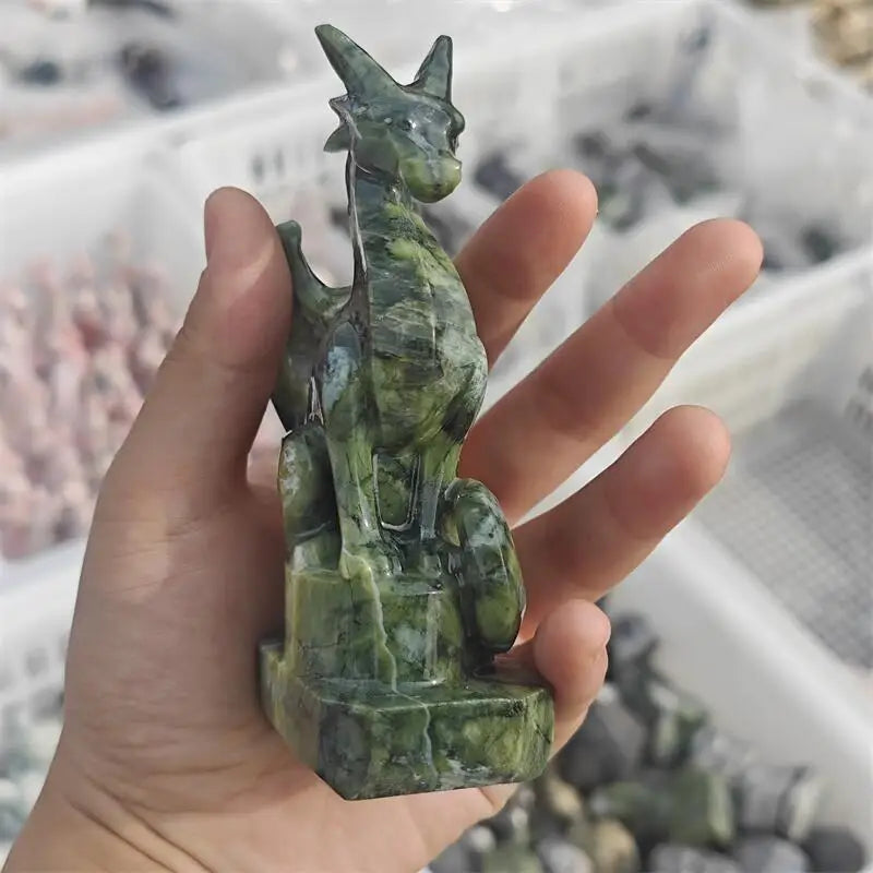 Natural Jade Dragon Carving Crystal Love Healing Fengshui Gemstones HomeDecoration Holiday Gift 1PCS