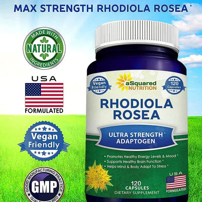 Rhodiola Rosea with Black Pepper Supplement - Confront Stress, Improves Mood, Increases Focus & Energy, Supports Brain Function