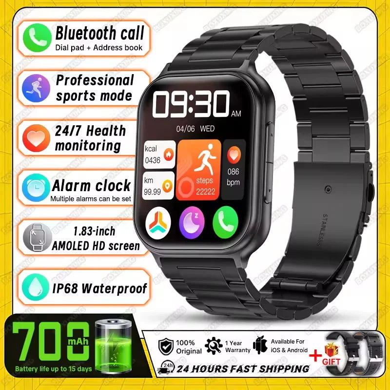Bip 6 Pro 700 mAh Smart Watch Men Women Outdoor Sports Fitness Heart Rate GPS Track Bluetooth Call IP68 Waterproof Smartwatches