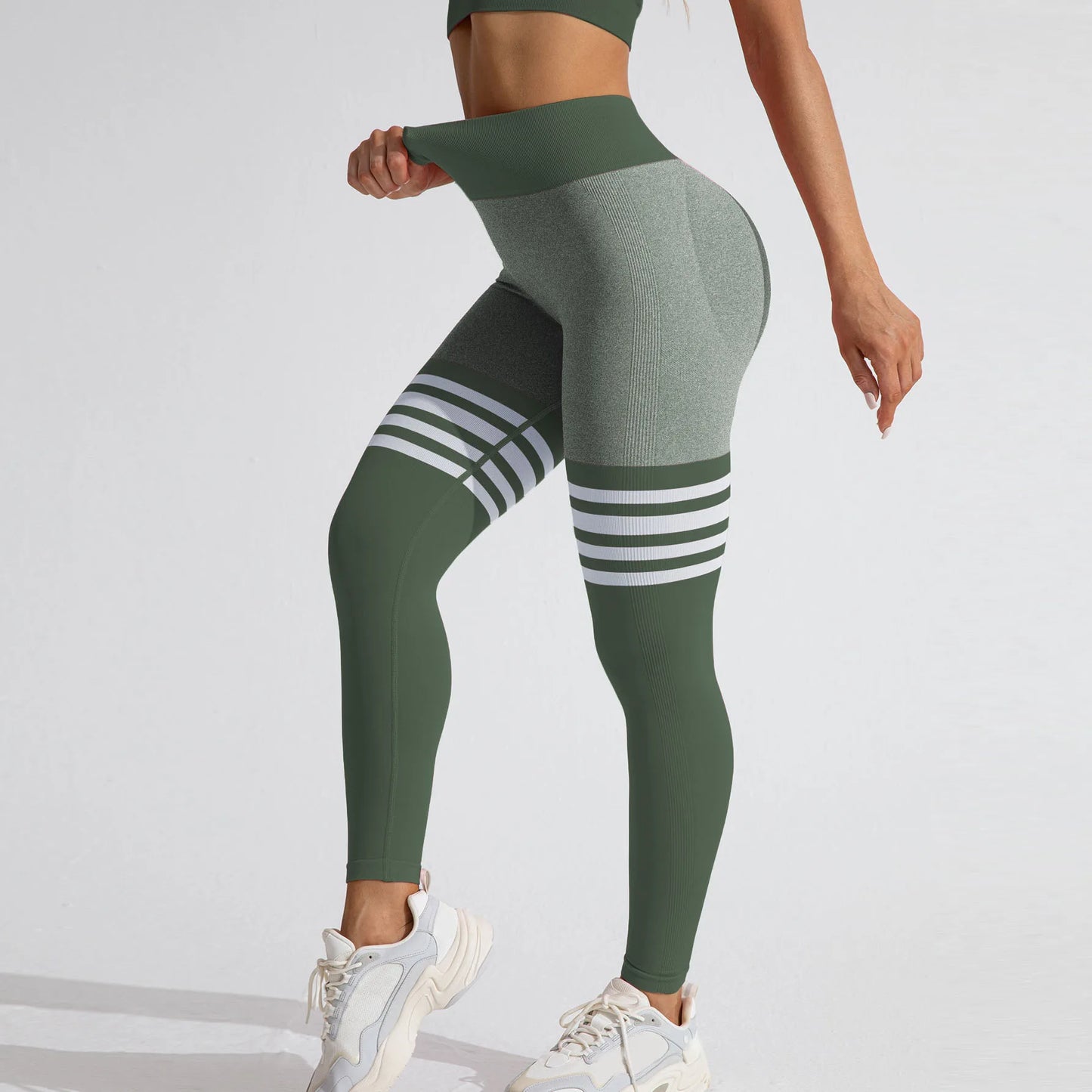 Women V Back Line Leggings Butt Lifting Gym Fitness Athletic Workout Elastic Leggins Outdoor Yoga Pants Sports Training Tights
