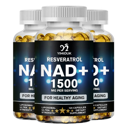 NAD Capsules Supplements - with Resveratrol, Natural Energy, Anti-aging & Cellular Health, Strengthens The Immune System